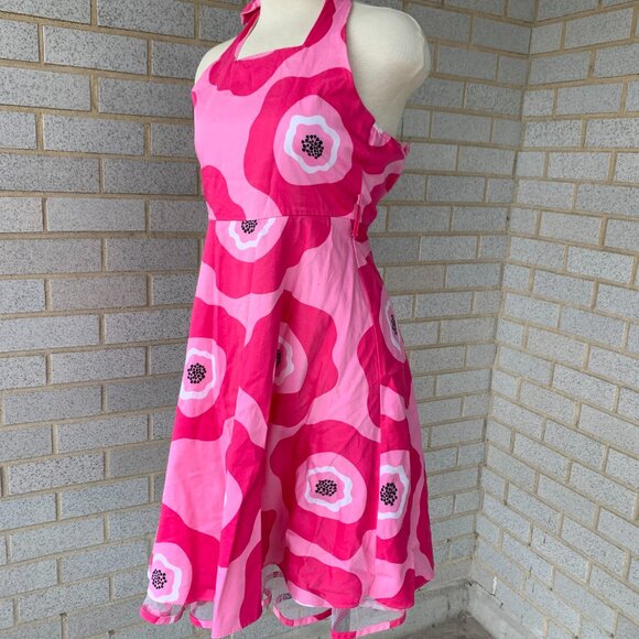 RARE EDITIONS PINK FULL SKIRT HALTER DRESS Y2K BARBIE WITH UNDERSKIRT SIZE 12 - Picture 6 of 10